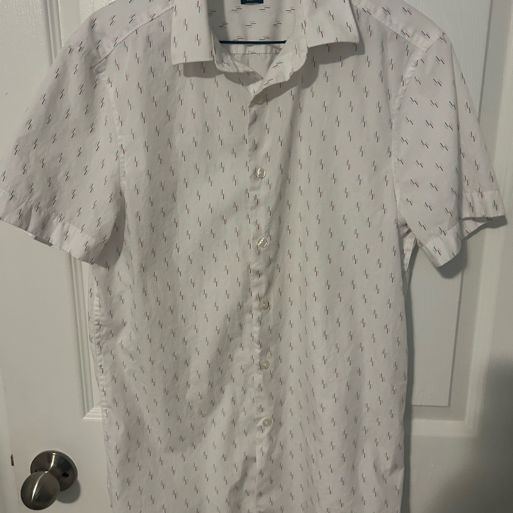 Perry Ellis Men's White Patterned Shirt